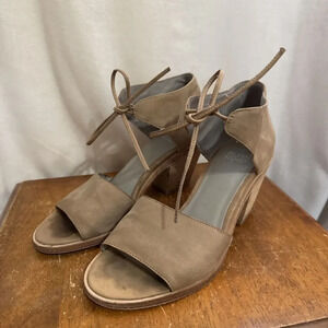 Eileen Fisher Women Doe Earth‎ Ankle Leather Open Toe Heels Sandals Shoes Size 6